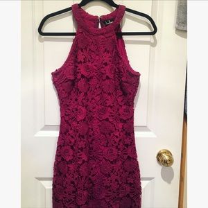 Lulus Love Poem Lace Dress - Magenta